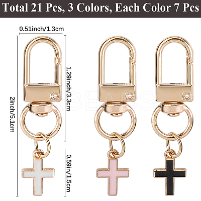 21Pcs 3 Colors Cross Alloy Enamel Pendant Decoration HJEW-CP00002-1