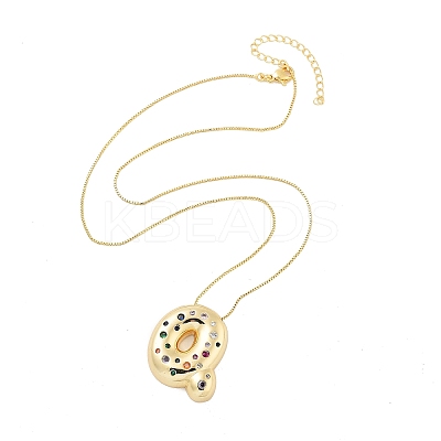 Brass Micro Pave Cubic Zirconia Letter Pendant Necklaces KK-Z069-01G-Q-1