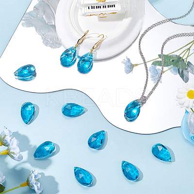 40Pcs Faceted Teardrop Glass Pendants GLAA-SP0001-11D-1