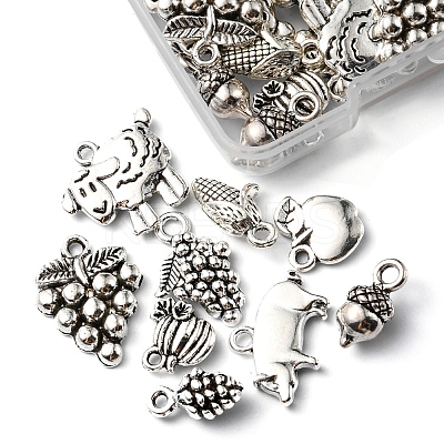 54Pcs 9 Style Tibetan Style Alloy Fruit Charms TIBEP-FS0001-11-1