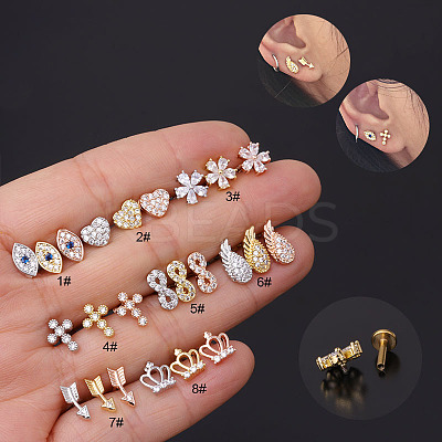 Brass Micro Pave Clear Cubic Zirconia Cartilage Earrings WGF4DCF-24-1