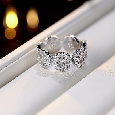 Brass Micro Pave Clear Cubic Zirconia Finger Rings WG1FDEB-01-1