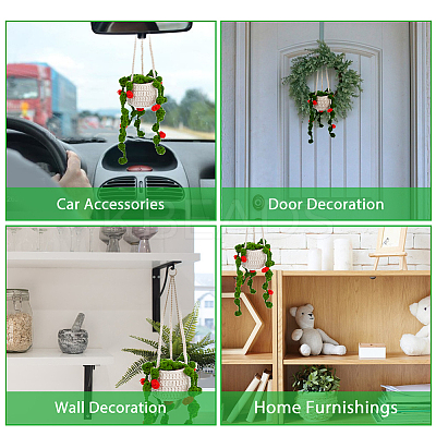 Woolen Yarn Crochet Plant Basket Hanging Decorations FIND-WH0152-161B-1