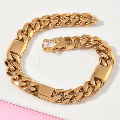 304 Stainless Steel Cuban Link Chain Bracelets for Women BJEW-G779-04B-G-1