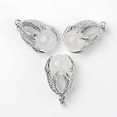 Eagle Claw Alloy Natural Quartz Crystal Pendants G-L455-A03-1