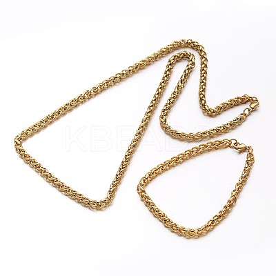 304 Stainless Steel Wheat Chain Jewelry Sets For Men SJEW-O032-04G-1
