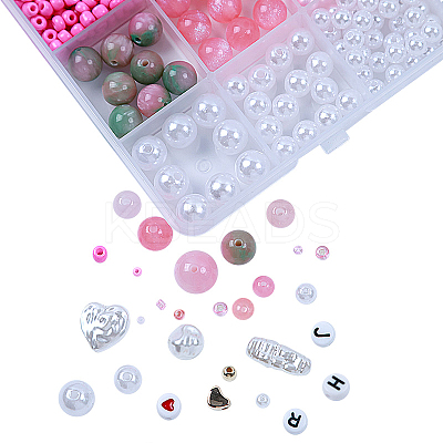 DIY 28 Style Resin & Acrylic & ABS Beads Jewelry Making Finding Kit DIY-NB0012-03G-1