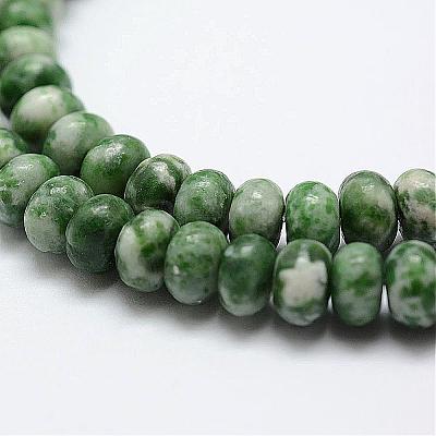 Natural Green Spot Jasper Beads Strands G-G665-13-6x4mm-1