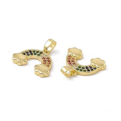 Brass Micro Pave Colorful Cubic Zirconia Pendants KK-E068-VC065-1