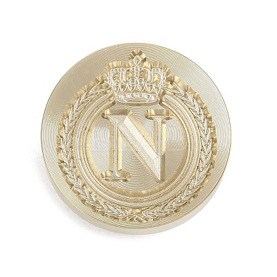 Golden Tone Crown Initial Wax Seal Brass Stamp Heads AJEW-A065-01N-1