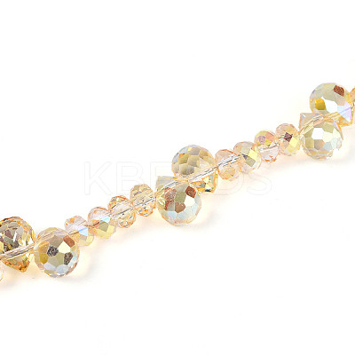 Electroplate Glass and Acrylic Rhinestone Beads Strands MAK-T011-07F-1