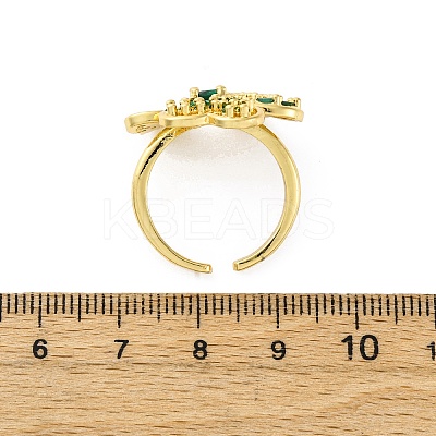 Brass Micro Pave Cubic Zirconia Adjustable Cuff Rings for Women RJEW-U053-05G-1
