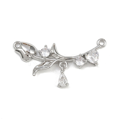 Brass Pave Clear Cubic Zirconia Links Connector Charms KK-K407-28P-1