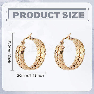1Pair 201 Stainless Steel Leaf Wrap Hoop Earrings with 304 Stainless Steel Pin for Women EJEW-LP0011-01-1