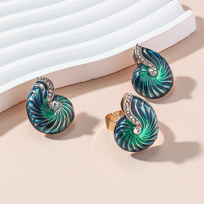 Fashionable high-end Alloy Enamel Conch Stud Earrings & Rings VO6722-1