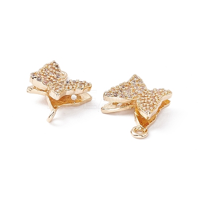 Brass Micro Pave Clear Cubic Zirconia Connector Charms ZIRC-P100-06G-1