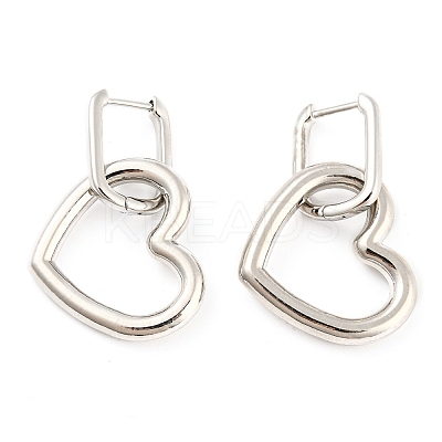 Rack Plating Brass Heart Dangle Hoop Earrings EJEW-K245-32P-1