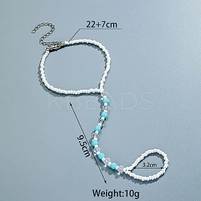 Luminous Resin Round Beaded with Glass Seed Beaded Anklets WG45460-03-1