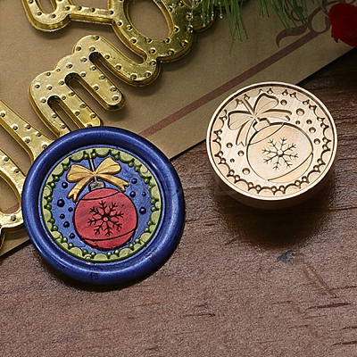 Christmas Series Wax Seal Brass Stamp Head LS-AJEW-M037-01G-12-1