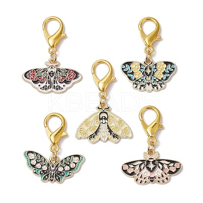 5Pcs 5 Styles Alloy Enamel Pendant Decorations HJEW-JM02336-1