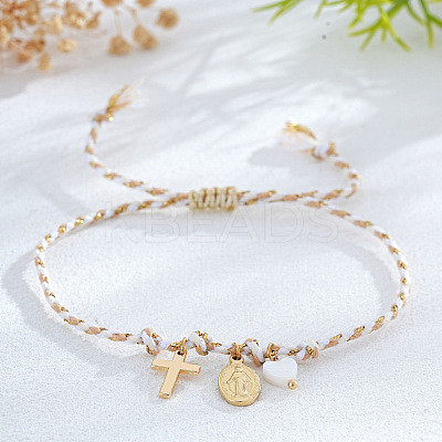 Religion Brass & Natural Shell Charm Bracelets KR4902-7-1