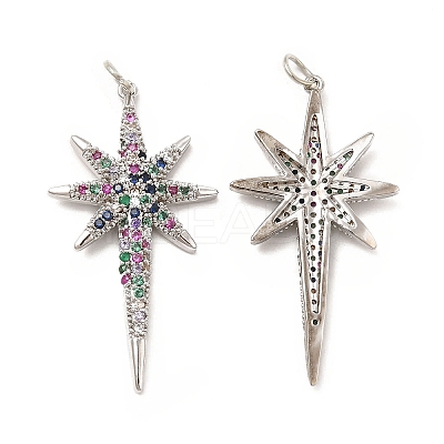 Brass Micro Pave Cubic Zirconia Pendants KK-E068-VB449-1