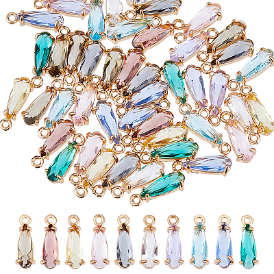 50Pcs 10 Colors Faceted Glass Charms GLAA-HS0001-08-1