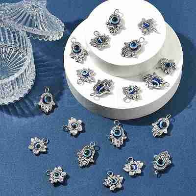 10Pcs Evil Eye Alloy Resin Pendants PALLOY-FS00058-02-1