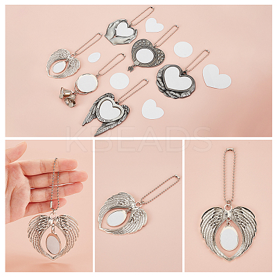 6 Sets 6 Styles Zinc Alloy Heat Transfer Sublimation Blank Pendant Decorations AJEW-GA0007-54-1