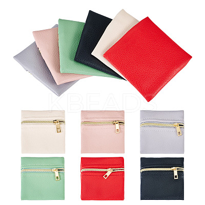 6Pcs 6 Colors Imitation Leather Jewelry Storage Zipper Bags ABAG-TA0001-66A-1