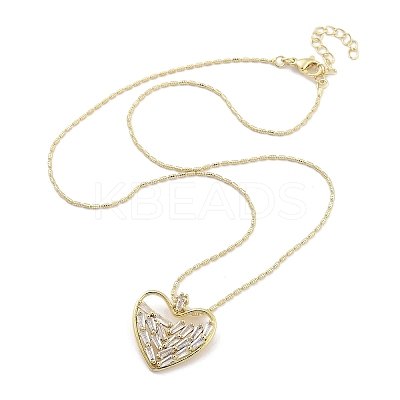 Brass Micro Pave Clear Cubic Zirconia Pendant Necklaces NJEW-B101-01G-02-1
