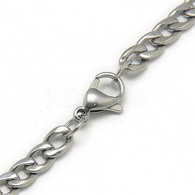 Non-Tarnish Trendy Men's 201 Stainless Steel Chain Curb Necklaces X-NJEW-L043-40P-1