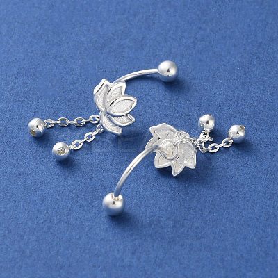 999 Fine Silver Flower Ear Plug Gauges EJEW-P296-09S-1