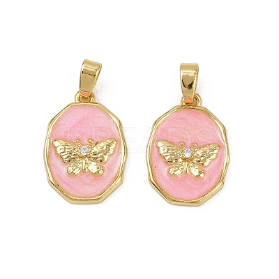 Brass Micro Pave Cubic Zirconia Pendants KK-C093-05G-02-1
