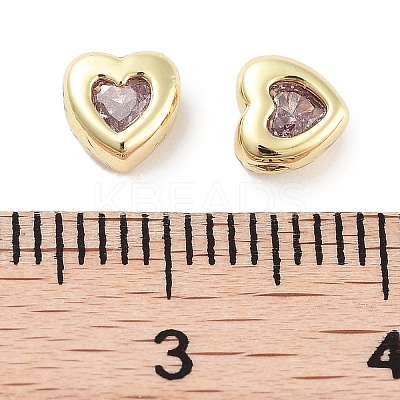 Brass Micro Pave Cubic Zirconia Beads KK-C051-26G-04-1