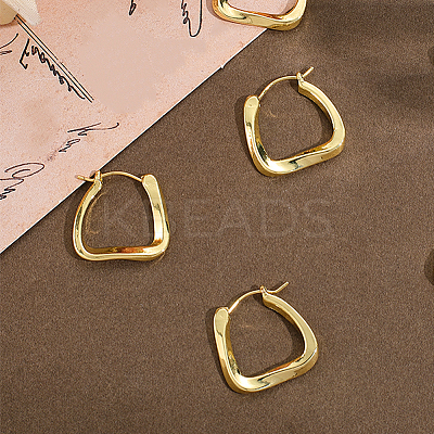 3Pairs Ion Plating(IP) 304 Stainless Steel Trapezoid Hoop Earrings for Women EJEW-BBC0001-40-1