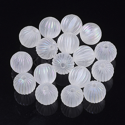 Transparent Corrugated Melon Acrylic Beads LS-X-TACR-R142-01-1