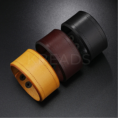 Flat Sided Cowhide Leather Cord Bracelets BJEW-WH20007-09C-1