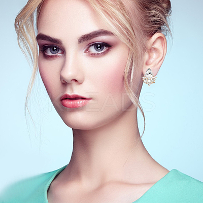 4 Pairs 4 Colors Rhinestone Teardrop Stud Earrings EJEW-AN0002-28-1