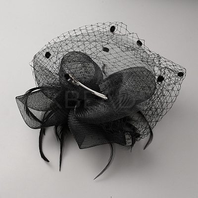 Women's Fascinators Feather Hat for Party Decoration AJEW-WH0650-73-1