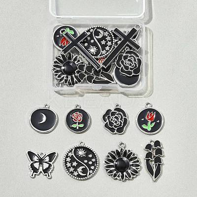 18Pcs 9 Styles Alloy Enamel Pendants FIND-FS0004-51-1