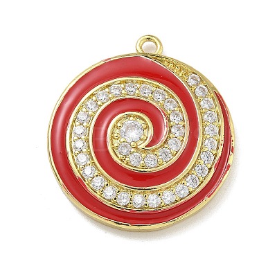 Rack Plating Brass Micro Pave Clear Cubic Zirconia with Enamel Charms KK-G515-18G-1