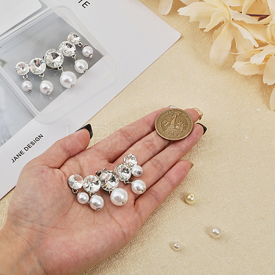 2Pcs Plasic Imitation Pearl & Rhinestone Shoe Decorations FIND-FG0002-55P-1