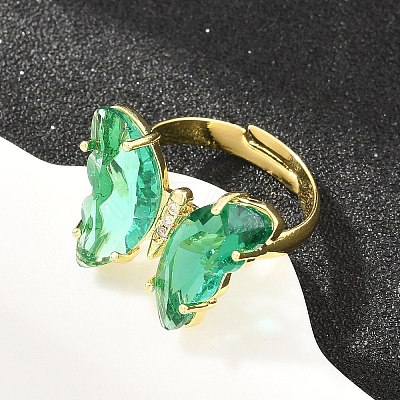 Brass Micro Pave Cubic Zirconia Finger Rings GL-CBA65A8-01G-13-1