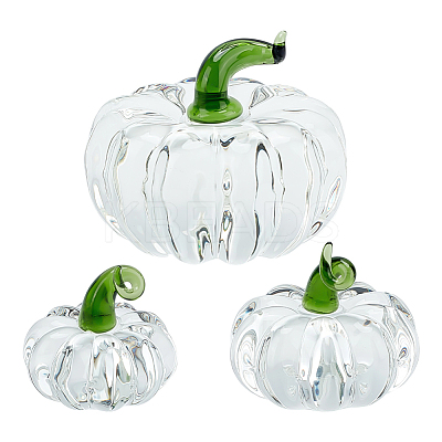 3Pcs 3 Styles Glass Pumpkin Display Decorations DJEW-PH0001-68A-1