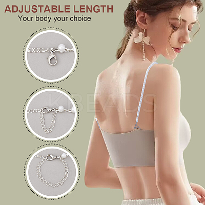 2 Pairs 2 Styles Plastic Imitation Pearl Chain Non-slip Bra Straps FIND-GF0005-27-1