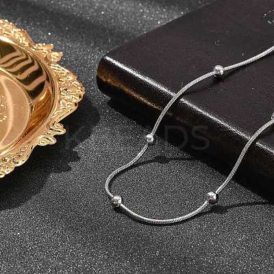 304 Stainless Steel Ball Round Snake Chain Necklaces NJEW-B131-02P-1