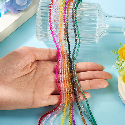 9 Strands 9 Colors Gradient Color Baking Paint Glass Bead Strands DGLA-TA0001-36-1