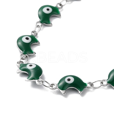Moon with Evil Eye Enamel Link Chain Necklace NJEW-G117-02P-1
