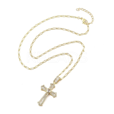 Brass Clear Cubic Zirconia Pendant Necklaces for Women NJEW-M009-05G-B-1